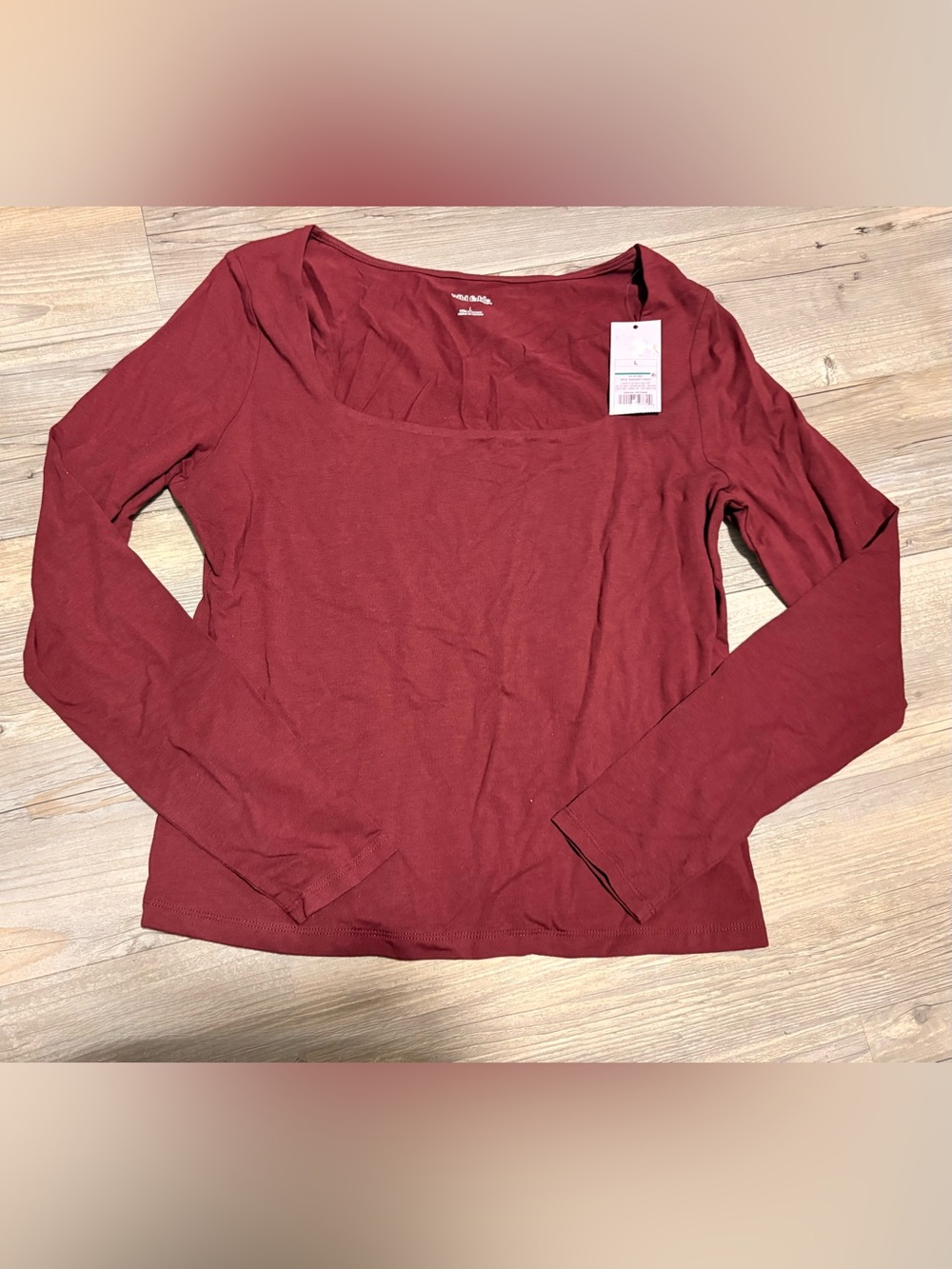 Wild Fable square neck long sleeve top large new with tags
